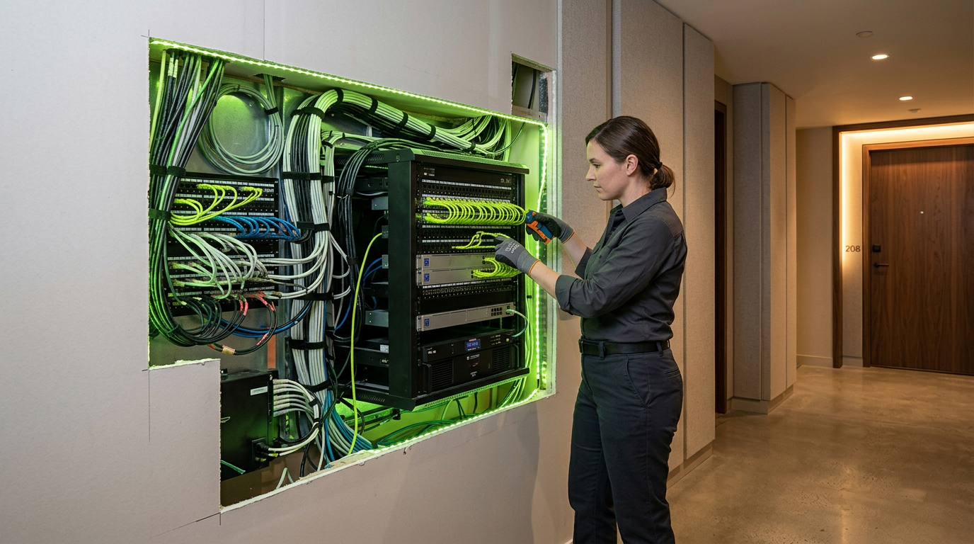 Why Your Boutique Hotel’s Luxury AV Experience Starts Behind the Drywall