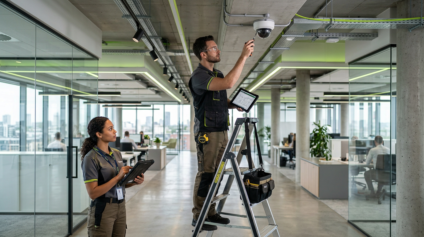 How long does a professional site survey take for commercial security cameras?