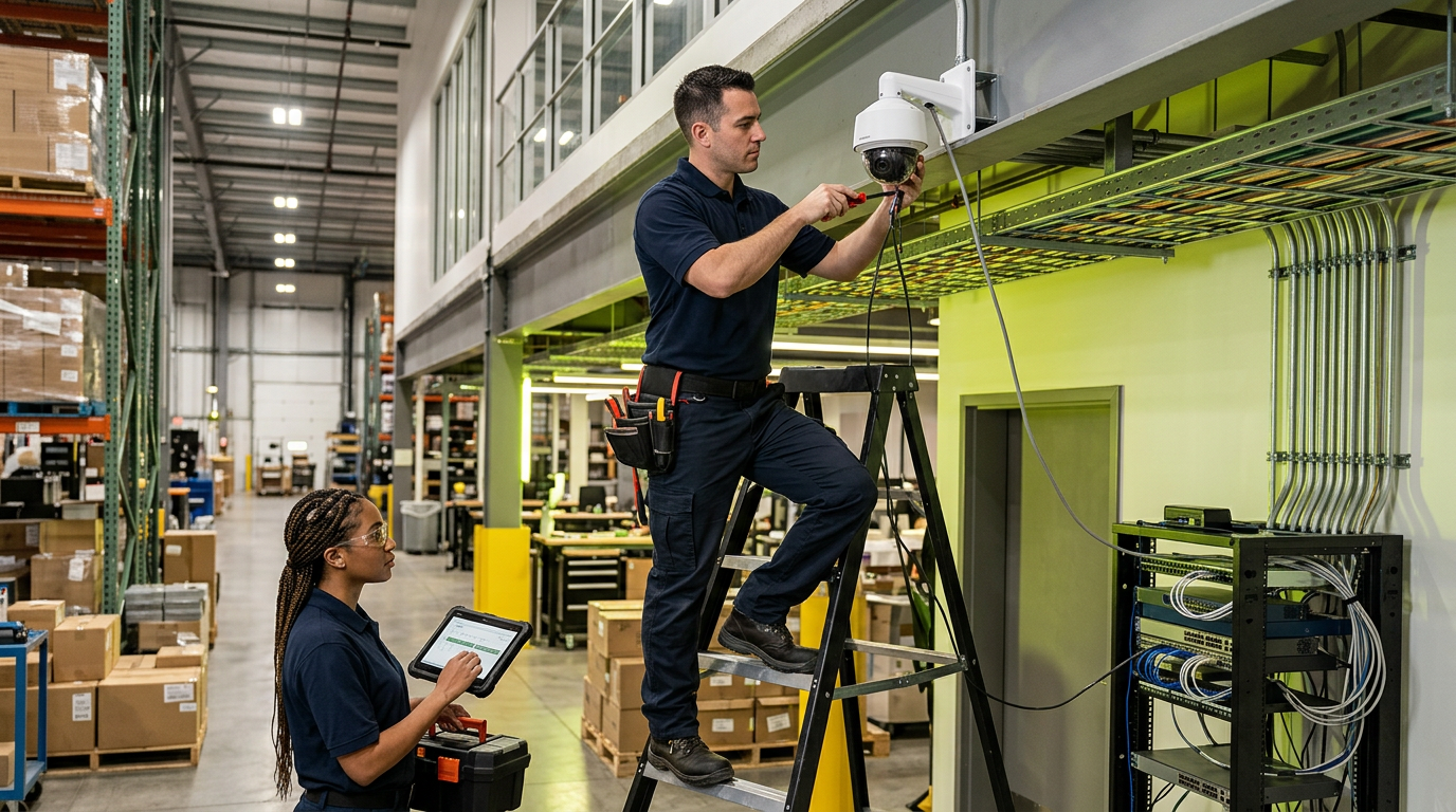 How long is the typical installation timeline for warehouse security cameras?